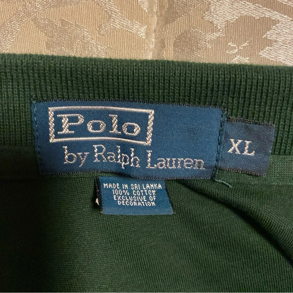 Polo Ralph Lauren Men’s Green XL Pima Soft Touch Long Sleeve Polo Orange Pony‎